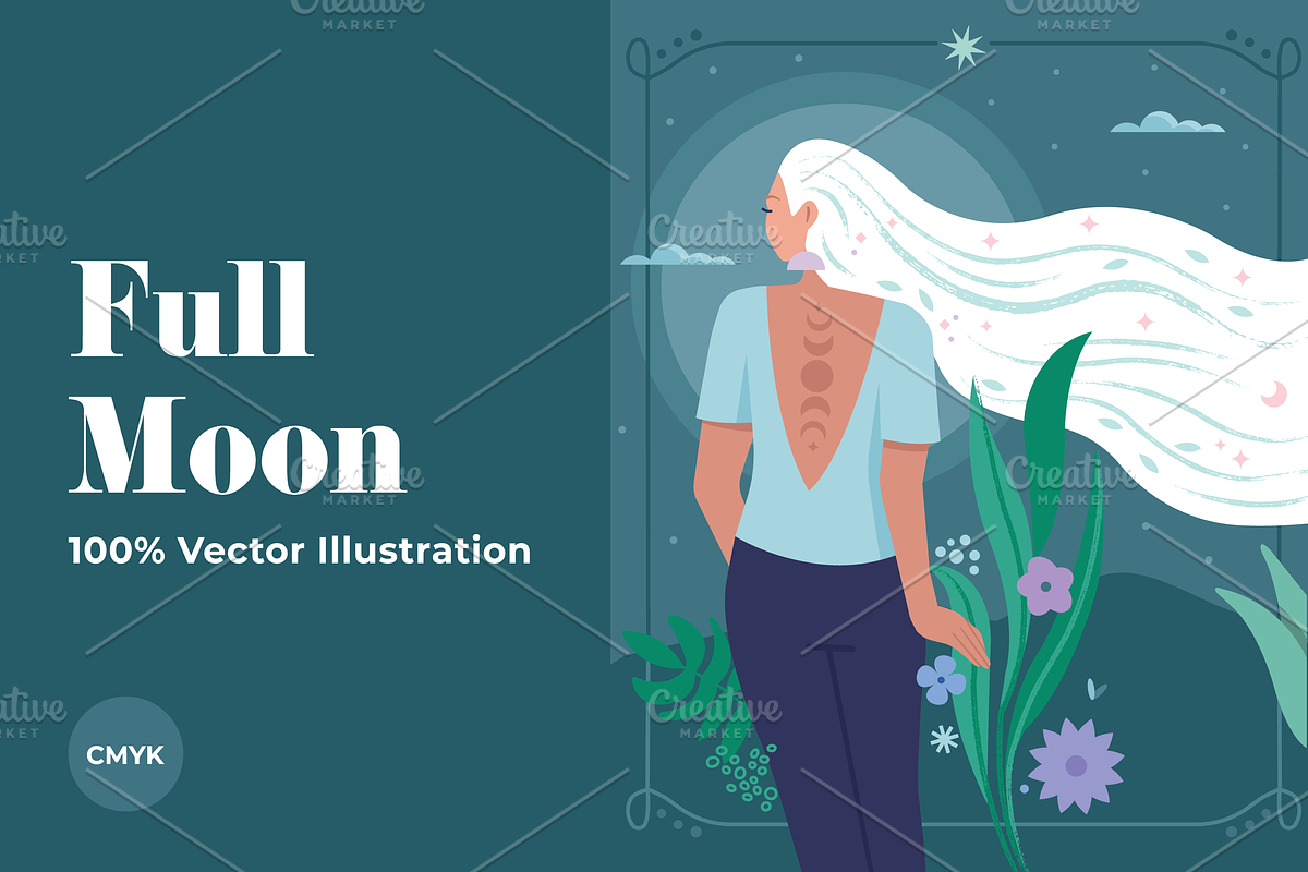 Full Moon Magic, a Person Illustration by @JennyPaintsWithPixels