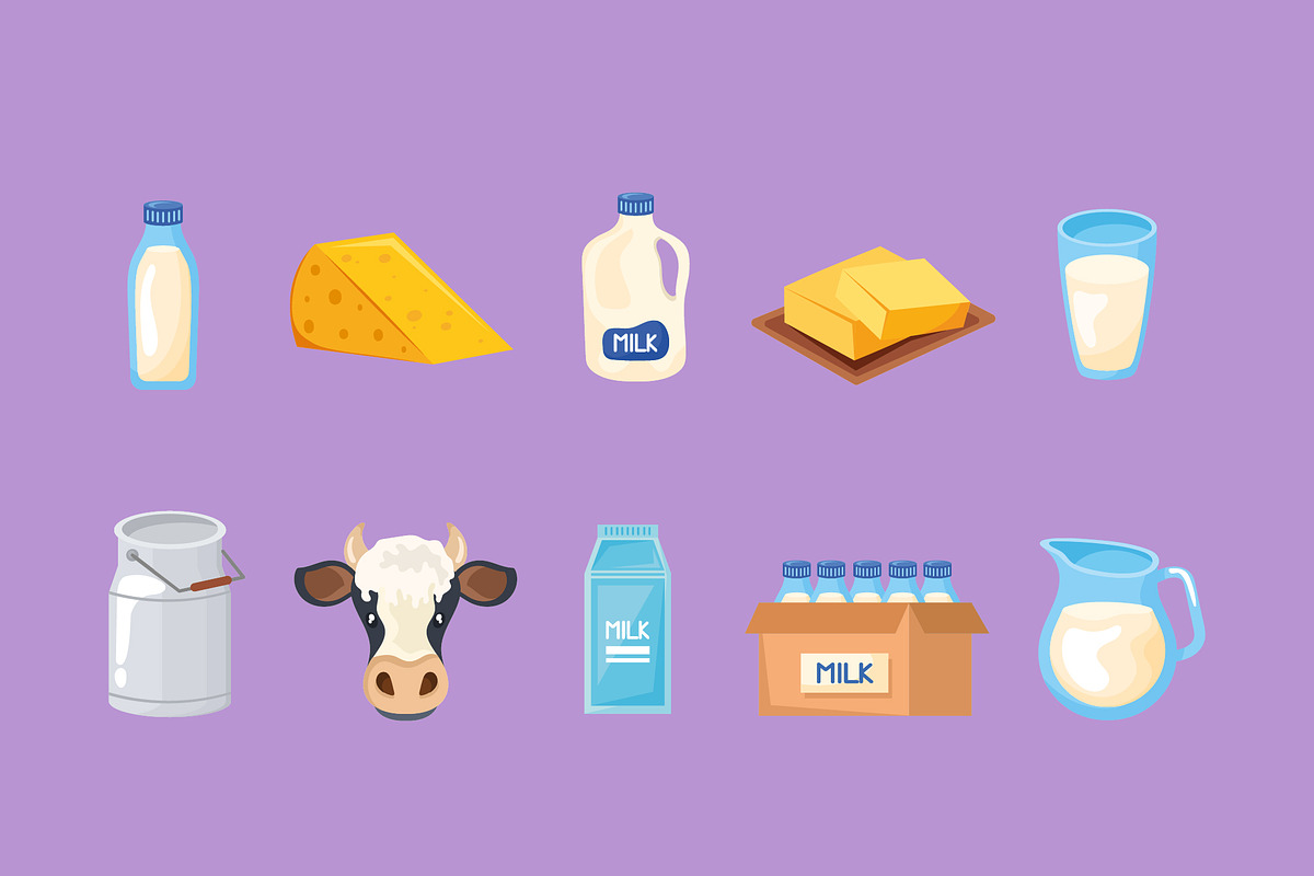 Milk Industry Elements Vector Set