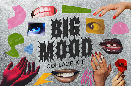 Big Mood  Eyes & Hands Collage Kit, an Object Graphic by Maria Mystika Studio