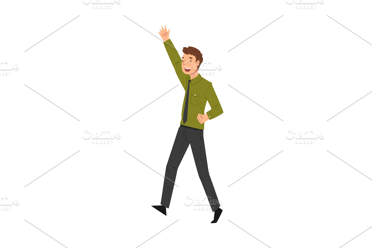Successful Business Man Raising His, a Sport Illustration by TopVectors