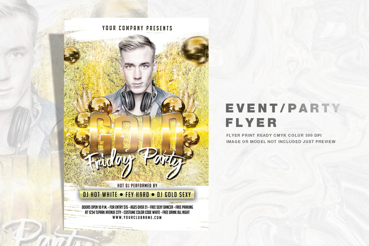 Gold Friday Party Flyer, a Flyer Template by feydesign