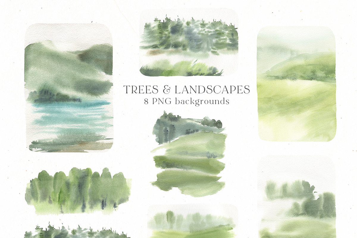 Trees & Mountains Watercolour, an Illustration by whiteheartdesign (Photo 4 of 6)
