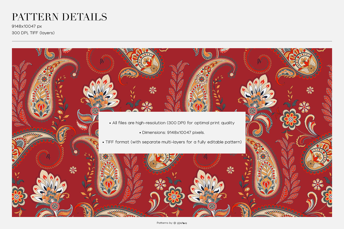 TAZLEEN Hand Drawn Paisley Prints, a Pattern Graphic by LEAFure (Photo 3 of 11)