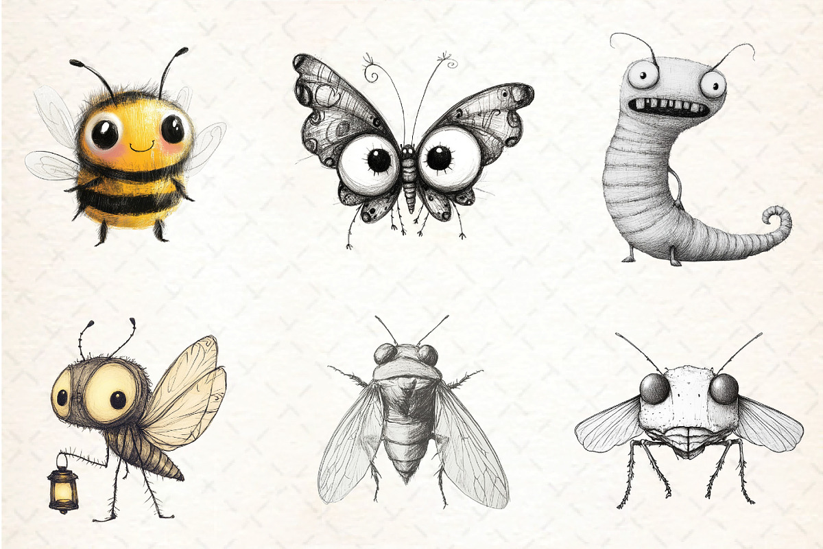 Whimsical Insect Clipart Set, an Illustration by DreamCafeArt (Photo 2 of 7)