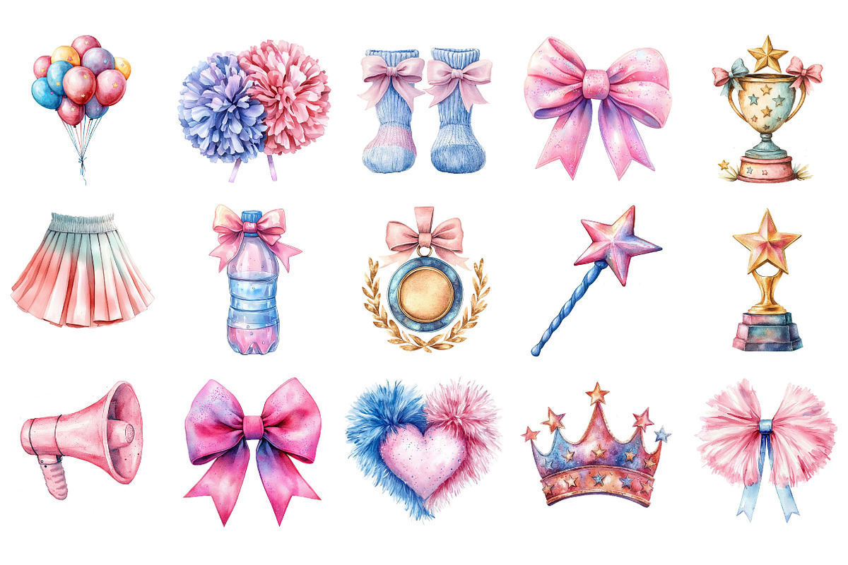 Cute Cheerleading Clipart, an Illustration by Designking (Photo 2 of 5)