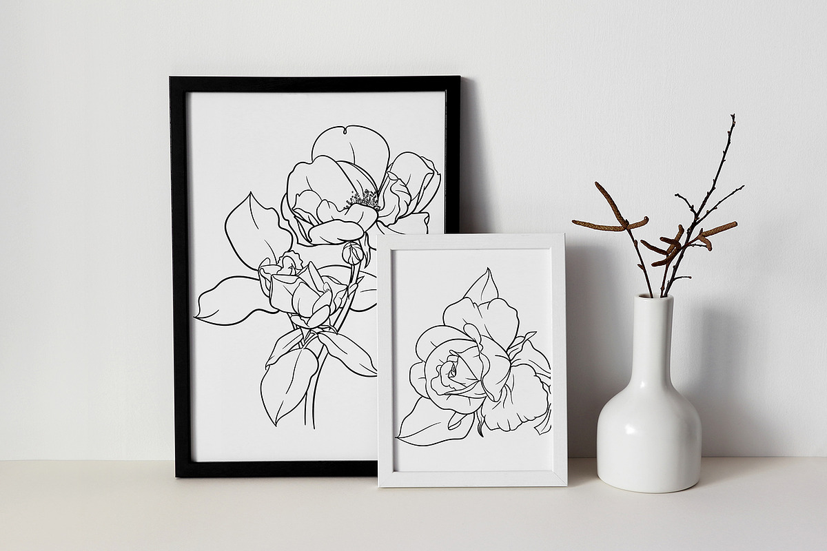 Roses - outline clipart, a Decorative Illustration by ViktoriArt (Photo 3 of 4)