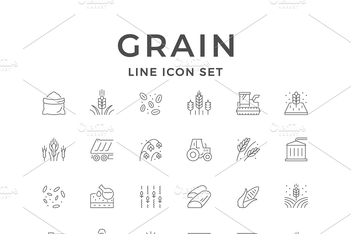 Set line icons of grain, an Outline Icon by motorama (Photo 1 of 2)