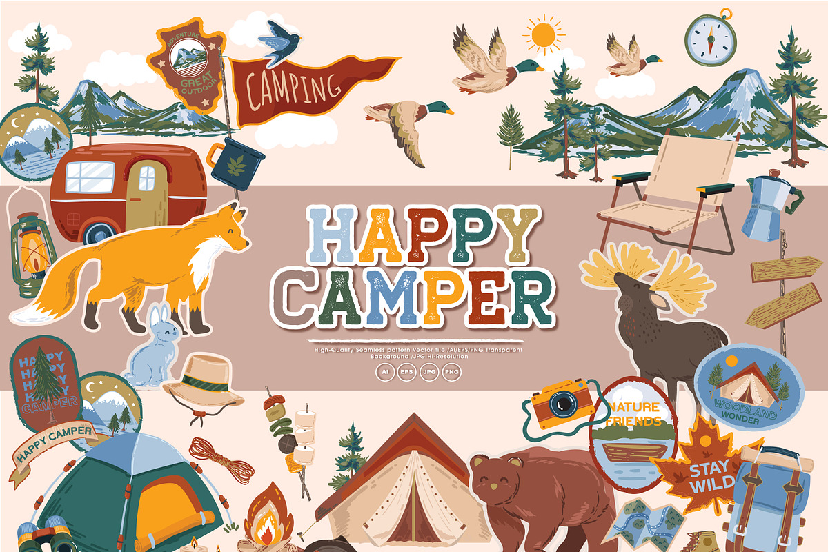 HAPPY CAMPER, a Pattern Graphic by MSNTY STUDIOX (Photo 1 of 28)