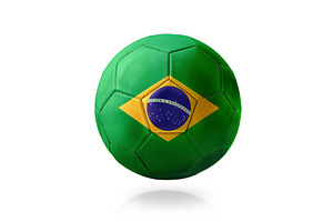 Brazil Flag Soccer Ball Isolated Studio, a Sports & Recreation Photo by Davizro's Market