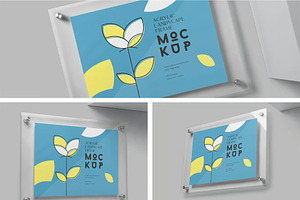 Landscape A3 Acrylic Frame Mockups, an Advertising Mockup by megostudi0