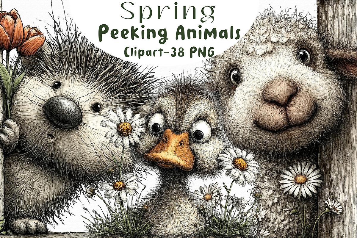 Spring Peeking Animals Clipart, an Illustration by Libby Wishes (Photo 1 of 7)