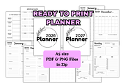 SIMPLE PLANNER 2026 2027, a Print Template by EffahArt (Thumbnail 1 of 3)