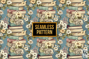 Pastel Floral Books Digital Papers