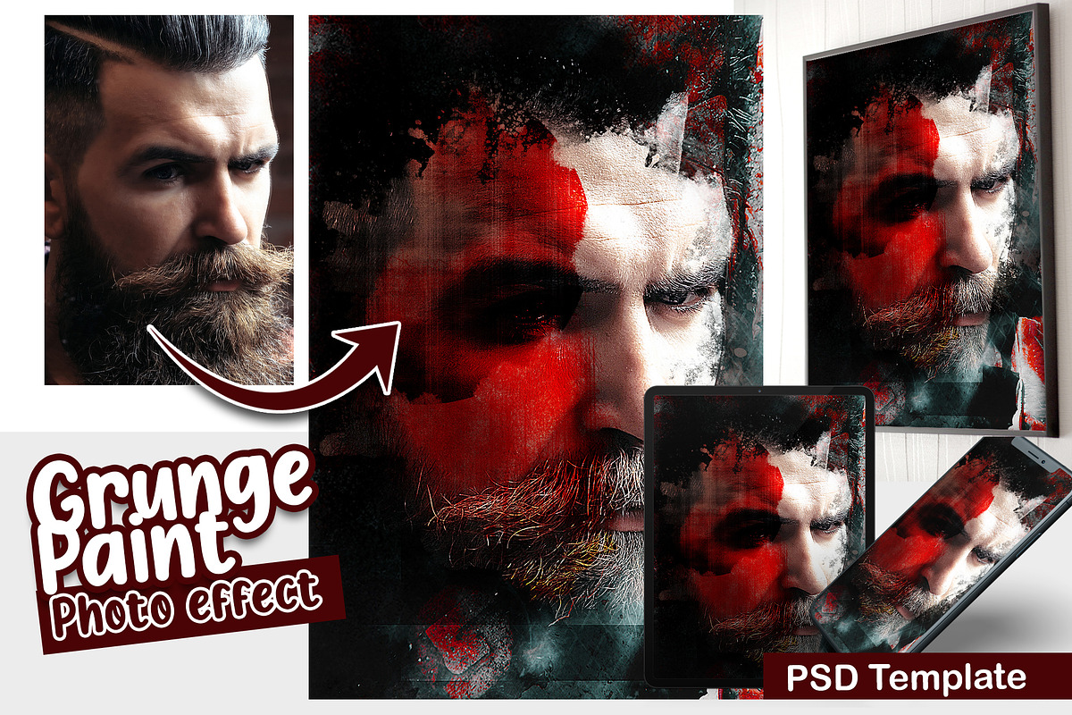 Grunge Photo Template, an Action Add-On by DreamColor