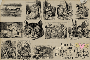 Alice In Wonderland Brushes & Vector