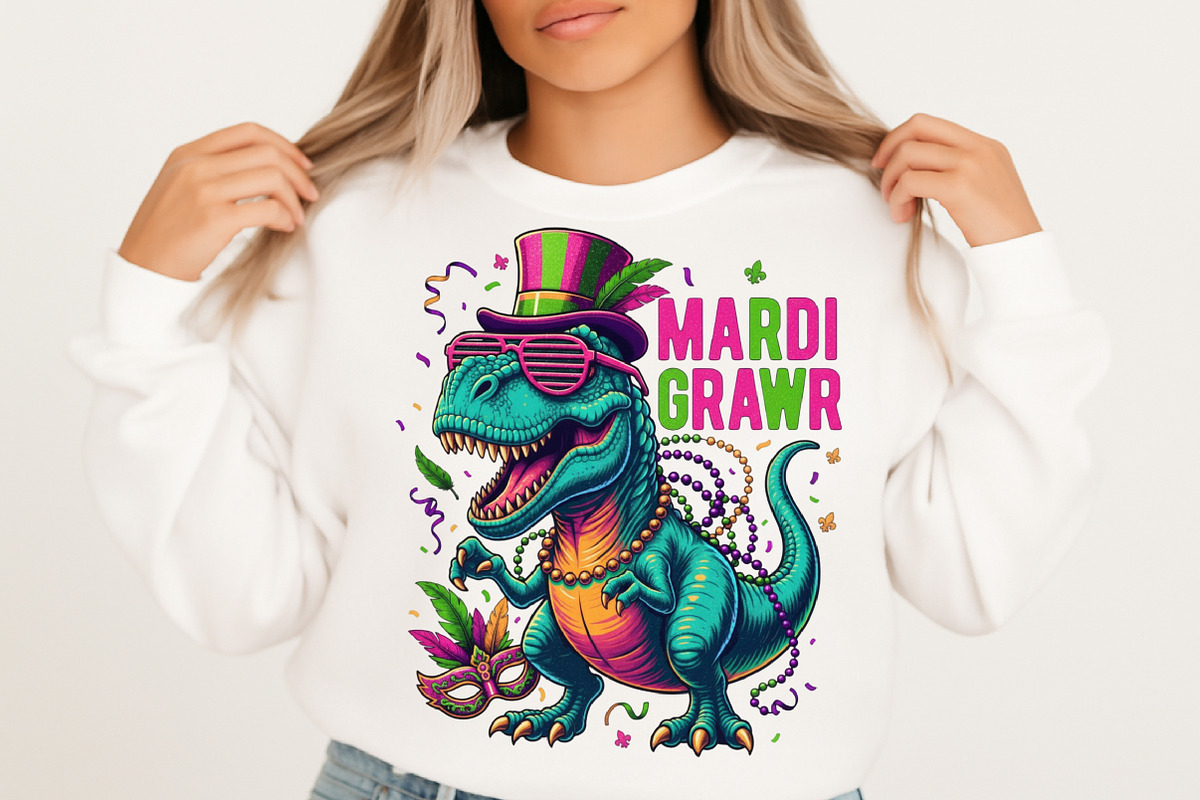 Mardi Grawr Dino T-Rex Mardi Gras Pn, an Illustration by designcity5 (Photo 2 of 9)