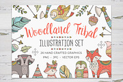 Woodland Tribal Illustration Set, an Animal Illustration by PetiteMarket (Thumbnail 1 of 3)