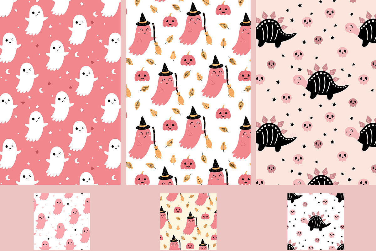 Pink Halloween clipart & patterns, a Seasonal Illustration by JulzaArt (Photo 11 of 14)