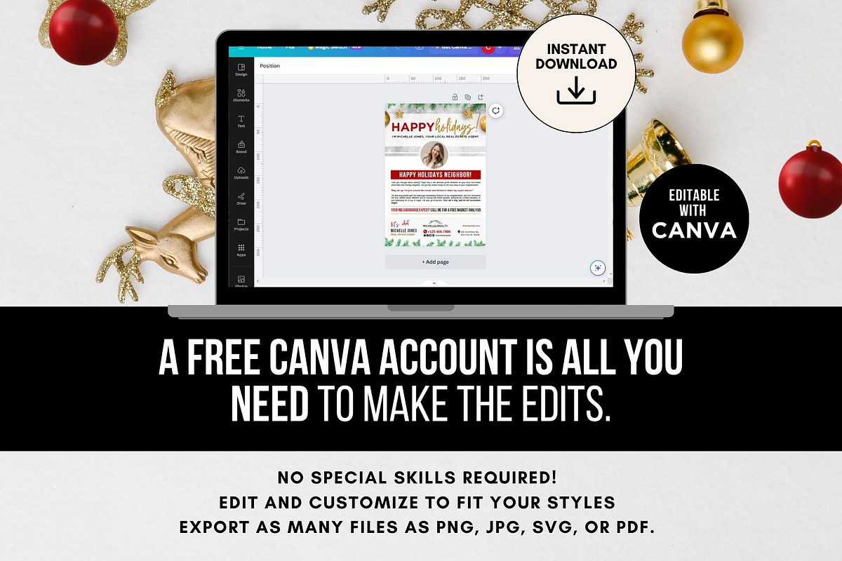 Real Estate Happy Holidays Neighbor, a Flyer Template by CreativeVinesStore (Photo 5 of 5)