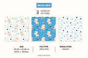 Bear Bee - Blue, a Pattern Graphic by Jaselvii Studio (Thumbnail 2 of 6)