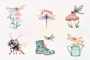 Summer Dragonfly Garden Clipart, an Illustration by CreationArt (Thumbnail 2 of 5)