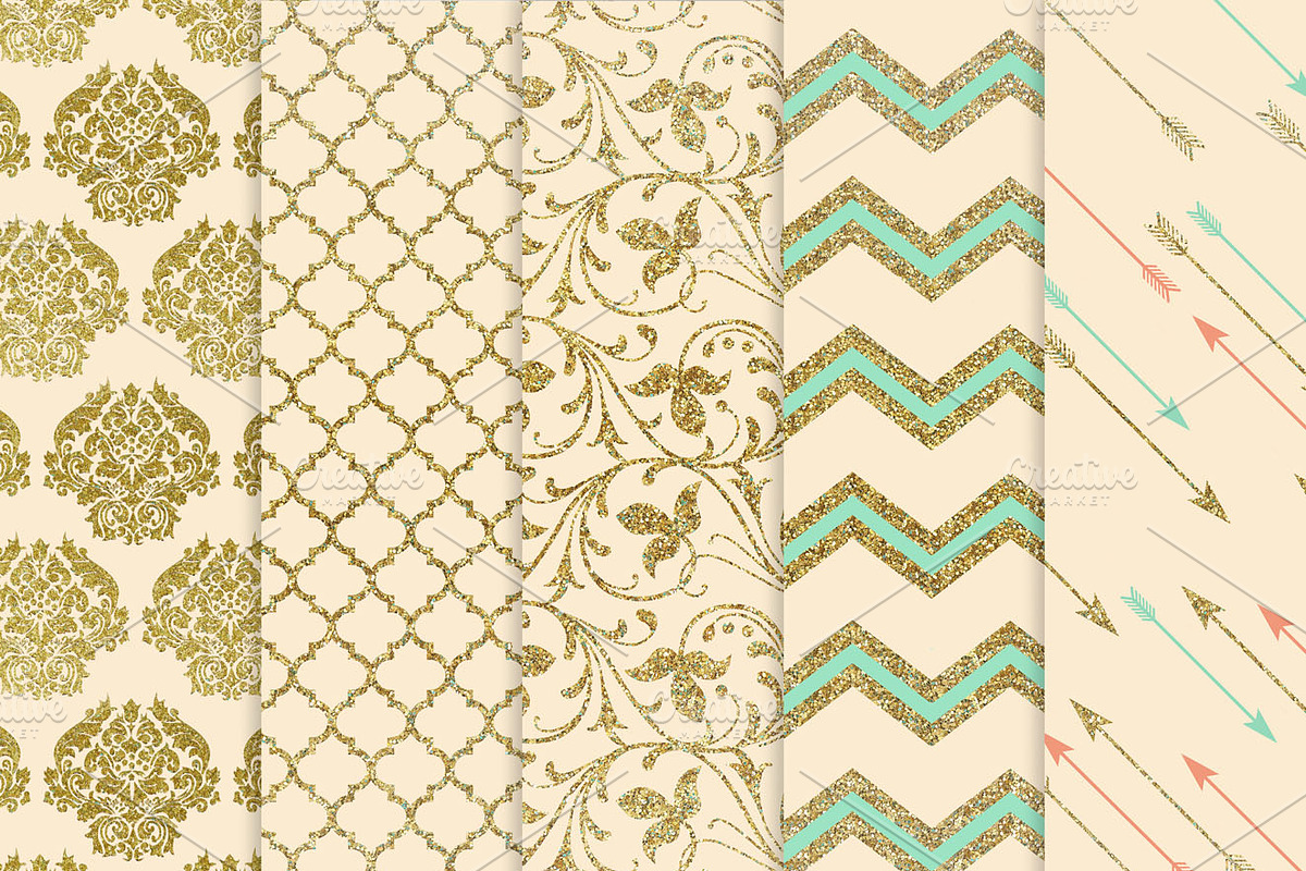 Gold Glitter & Cream Digital Papers, a Texture Graphic by Chus Moreno Studio (Photo 3 of 4)