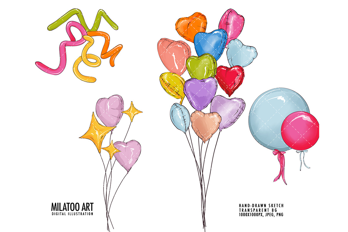 Animal Balloons Clipart birthday png, an Animal Illustration by Milatoo (Photo 2 of 3)