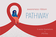 Awareness Ribbon Pathway, a Healthcare Illustration by Mary Long (Thumbnail 1 of 3)