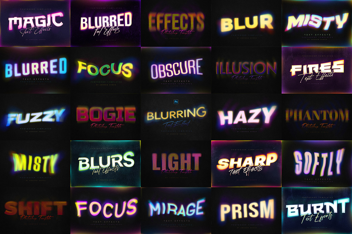 Gradient Blur Text Effects Bundle, a Layer Style Add-On by Andrew Skoch Design (Photo 3 of 11)