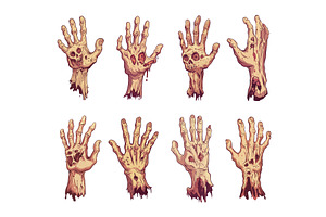 Zombie hand cartoon vector set. Arm, an Object Illustration by Valerie Bodnar