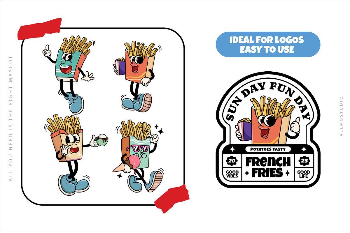 18 Traditional French Fries Mascot, a Food Illustration by Allmostudio (Photo 2 of 5)