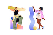 People holding abstract shapes set, a Person Illustration by PaperTrident (Thumbnail 3 of 5)