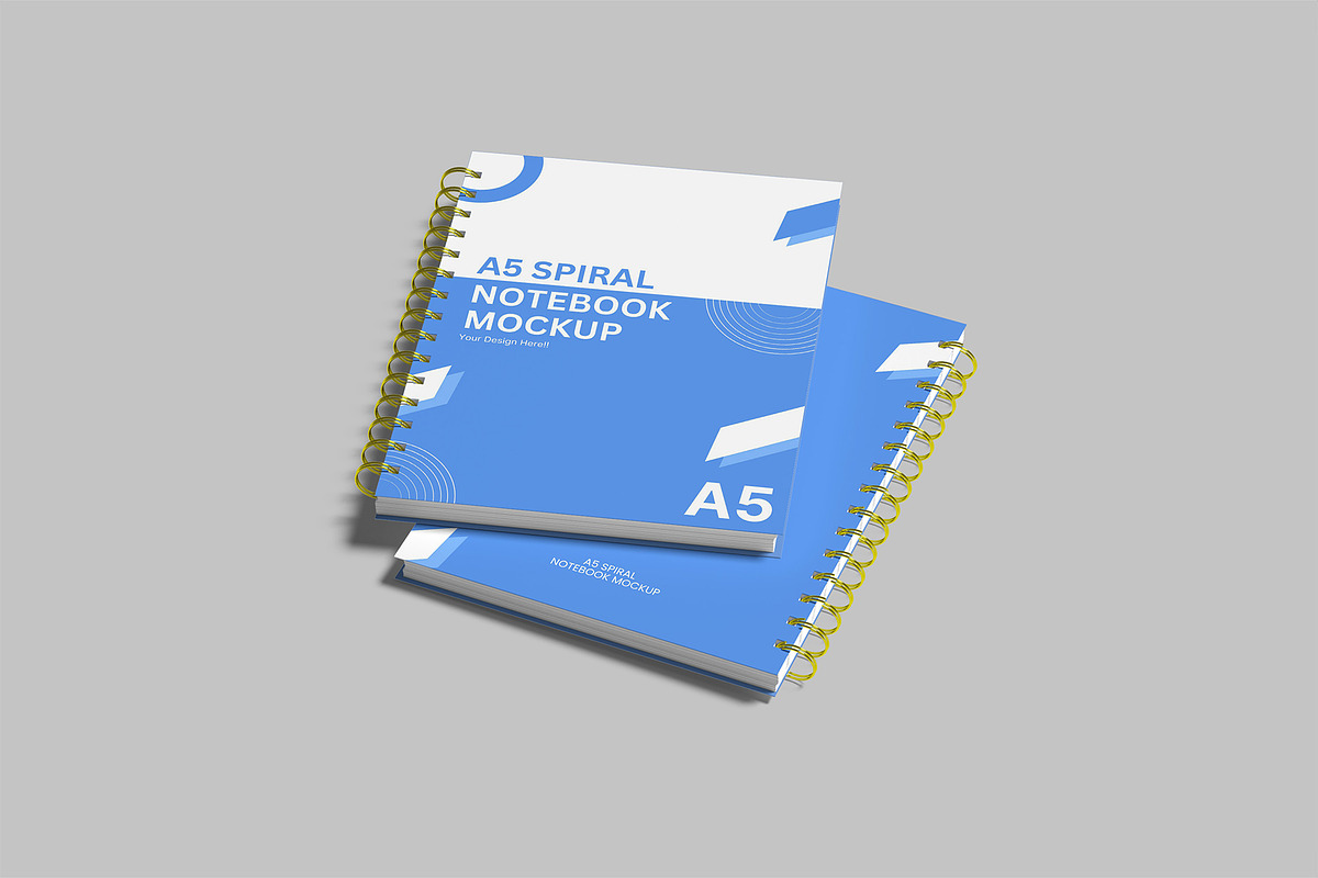 A5 Spiral Notebook Mockup Set, a Print Template by Graphiculon (Photo 11 of 11)