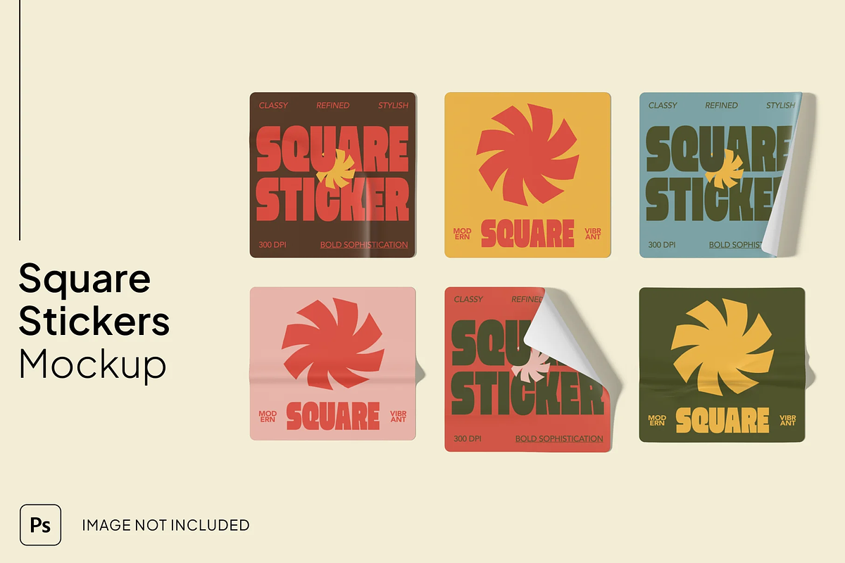 Paper Sticker Set Mockup Pack, a Merchandise Mockup by graphicsauce