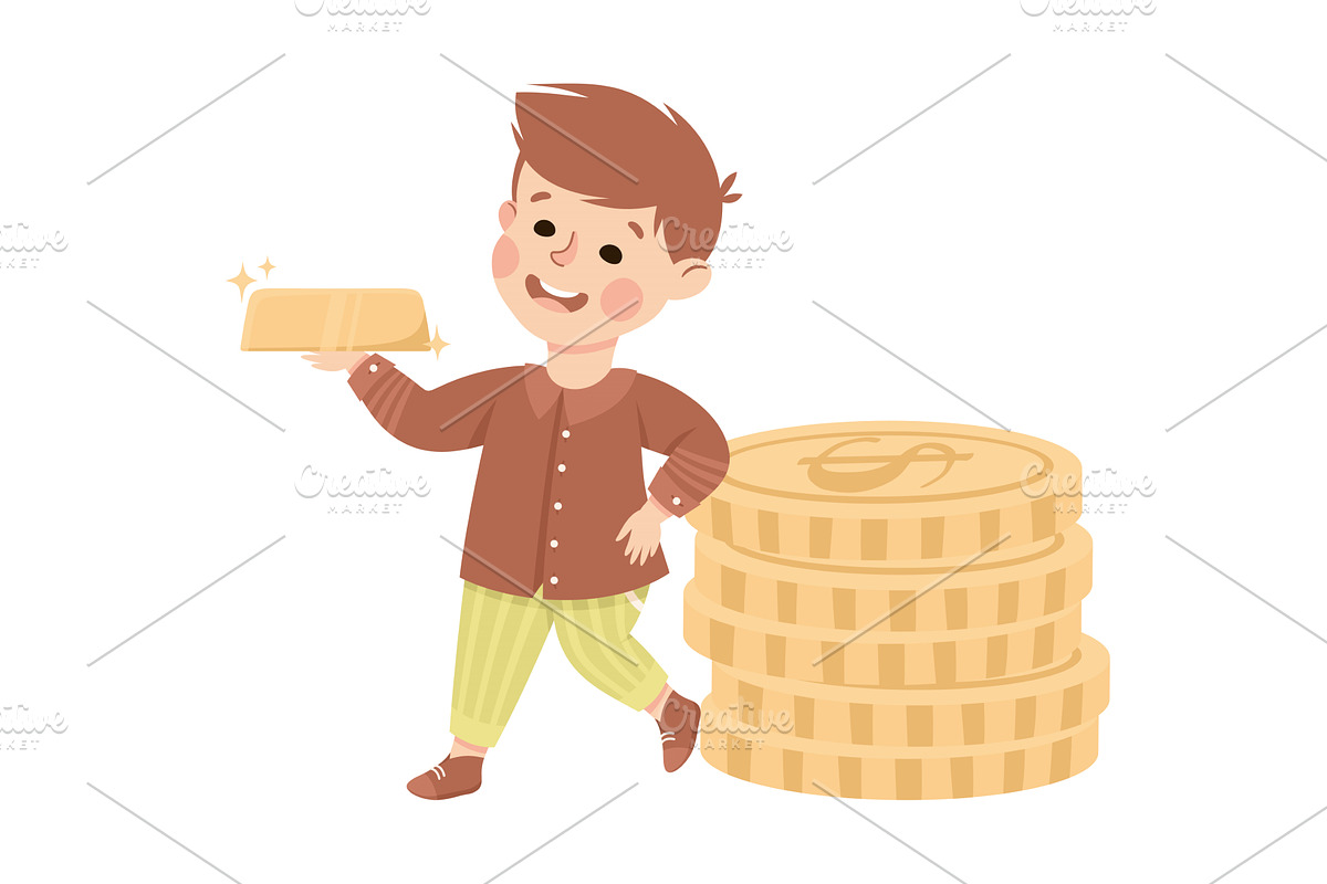 Happy Rich Boy Millionaire with, a Person Illustration by TopVectors