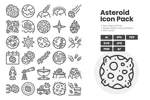 Asteroid Outline Icon Pack, an Outline Icon by erifqizeicon