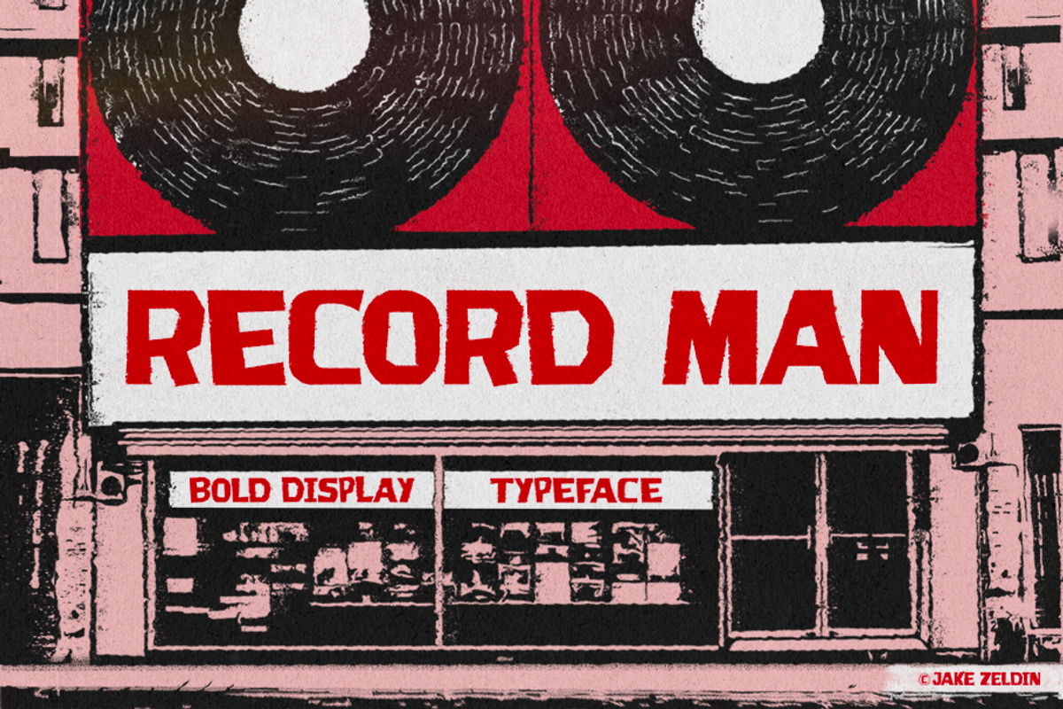 Record Man - Bold Display Typeface, a Sans Serif Font by Zelly Design Co. (Photo 1 of 2)
