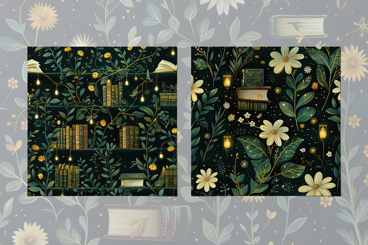 Mystical Library Seamless Patterns