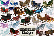 Christmas Sleigh Clipart Bundle., an Illustration by SVGArt (Thumbnail 1 of 8)