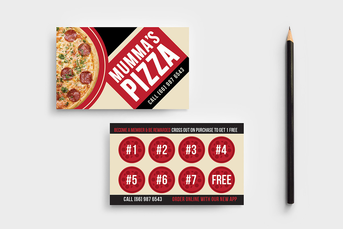 Pizza Restaurant Loyalty Card, a Business Card Template by BrandPacks (Photo 1 of 4)
