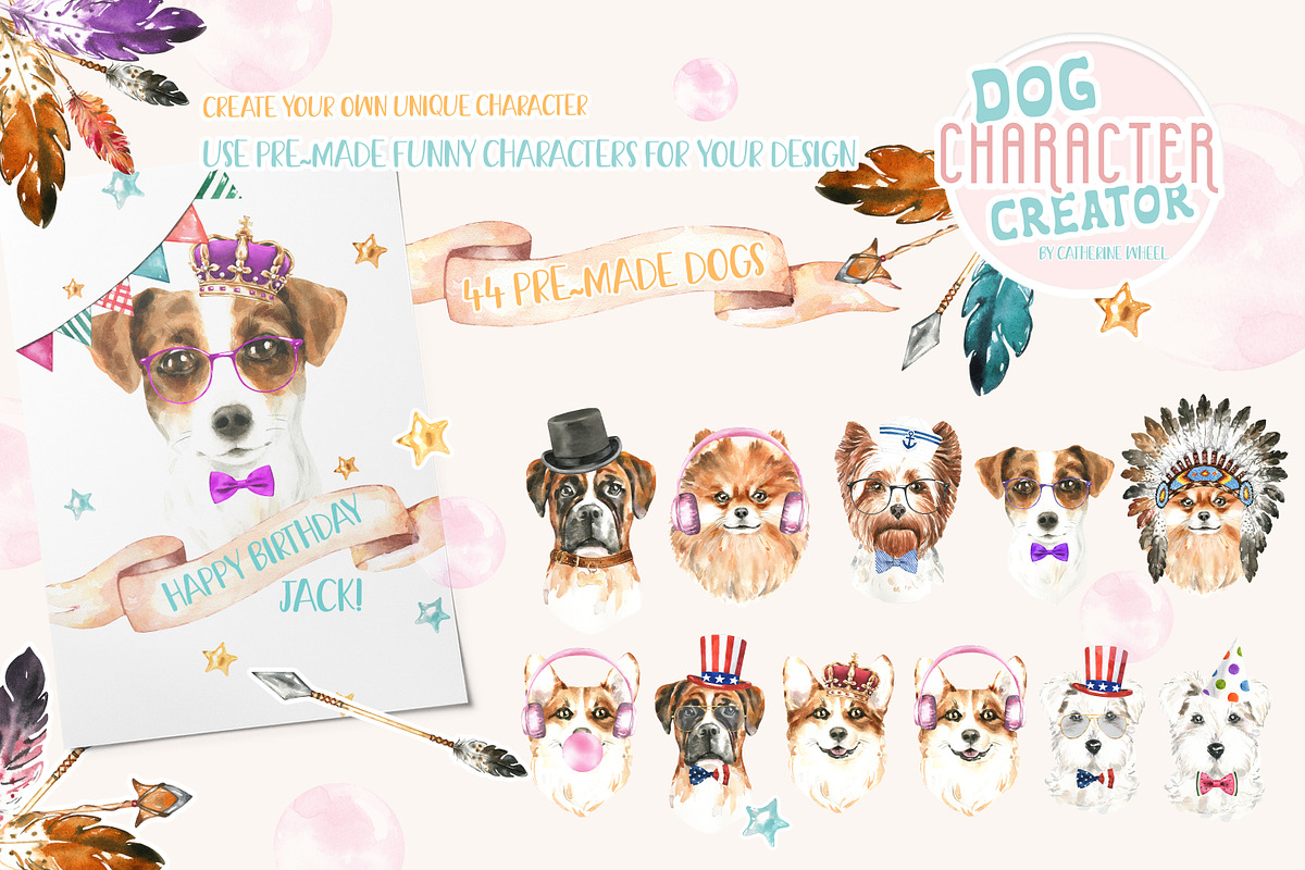 SALE Dog Character Creator Animal, an Animal Illustration by Catherine Wheel (Photo 12 of 14)