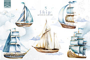 Ship. Dream adventure.Watercolor set, an Illustration by Ann Art Houze (Thumbnail 2 of 8)