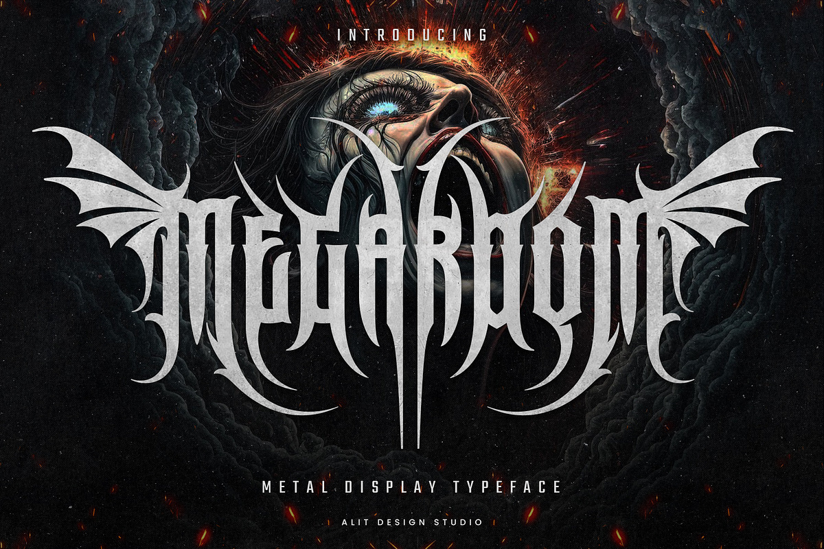 Megaroom typeface, a Blackletter Font by alit design (Photo 1 of 20)