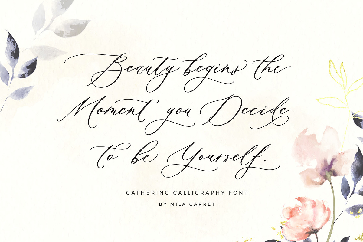Gathering Calligraphy Wedding Script, a Script Font by Mila Garret (Photo 3 of 17)