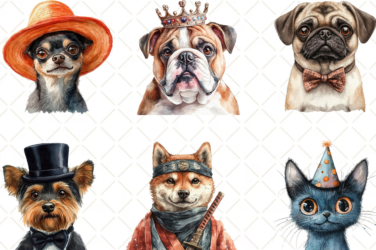 Quirky Dogs Cats Sublimation Clipart, an Illustration by Black Bird Studio (Photo 3 of 6)