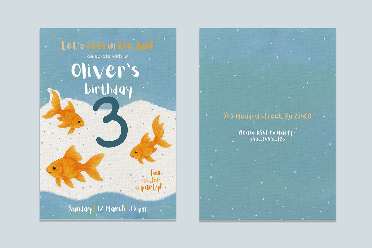 Goldfish Birthday Invitation preview 3