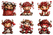 Valentine’s Day Highland Cow Clipart, an Illustration by Dream Creation (Thumbnail 3 of 8)