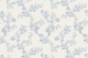 French Country Toile Florals - Blue