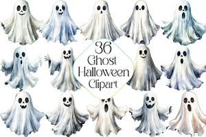 Halloween Ghost Clipart, an Illustration by DreamPrint404