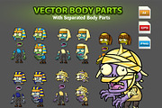 Egyptian Zombies Character Sprites, an Illustration by CreativeGameArt (Thumbnail 3 of 4)